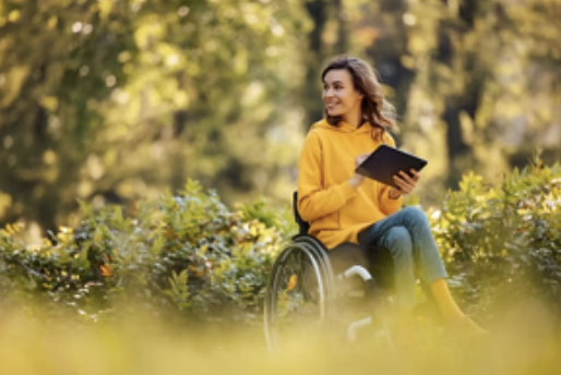 A participant reviewing NDIS information on a tablet