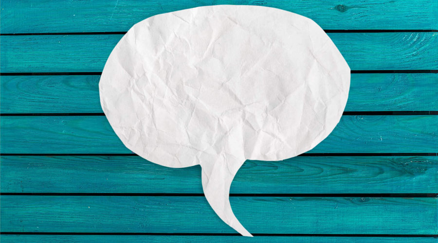 A speech bubble representing your feedback